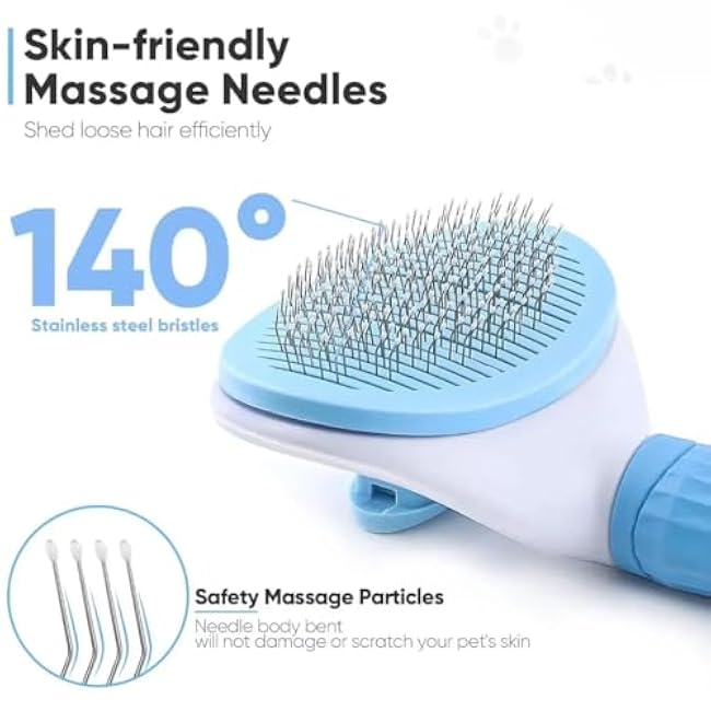 Cat grooming brush for shedding¨C self grooming brush Cats & Dogs ¨C All skin friendly with soft rubber also on handle, short hair grooming brushes-w5IdKtBg