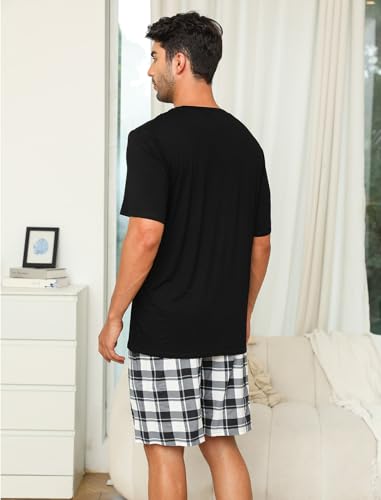 EISHOPEER Mens Modal Pajamas Set Short Sleeve Printed Soft 2 Pieces Lounge Set S-XXL4