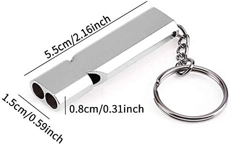 JANEMO Emergency Whistle,Survival Safety Whistle with Key Chain,Double-Tube High-Decibel Whistle,Outdoor Camping Hiking Hunting Dog Whistle
