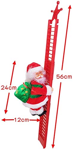 Electric Climbing Santa on Ladder, Novelty Christmas Decoration with Music and LED Light for Christmas Tree, Plush Climbing Ladder Santa Doll Toy Xmas Tree Hanging Ornament for Home Door Wall Decor