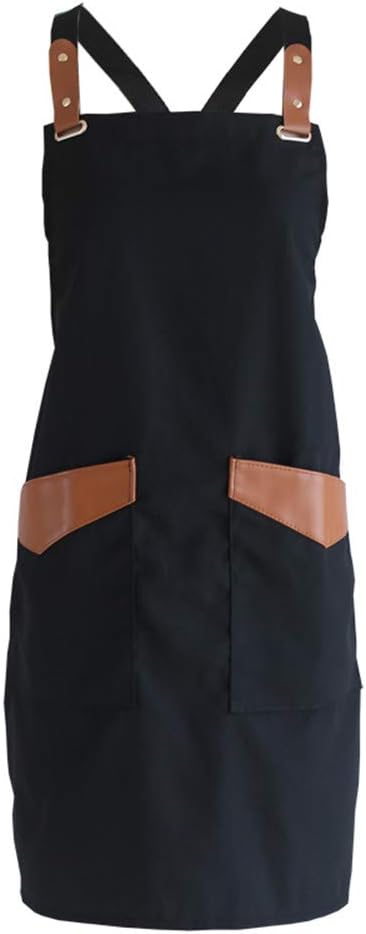 NOOS Work Apron for Men Women Kitchen Chef Aprons Black, Adjustable Bib Apron with Pockets, Used for Barista Aprons, Waitress Apron, Cooking Apron, BBQ Apron, Barber Apron