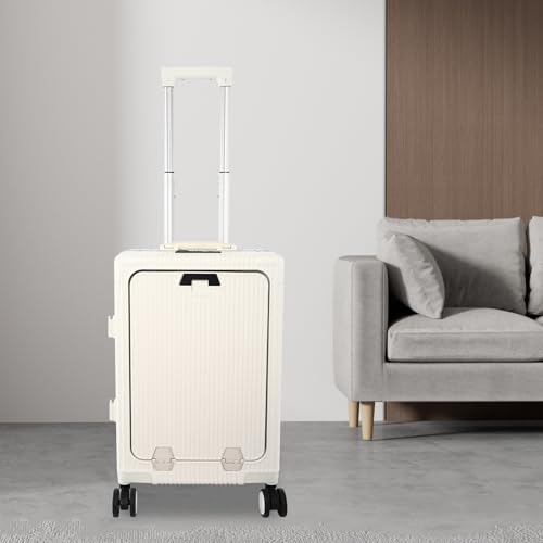 22 Inch Boarding Suitcase Portable Carry on Luggage Spinner, Carry On Luggage With Spinner Wheels, 360° Rotatable, Multi-Functional Innovative Design Safe and Convenient To Carry, White2
