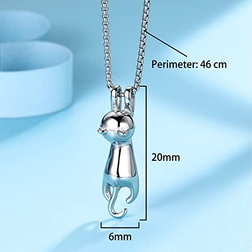 WOSO Collection Womens 925 Sterling Silver Plated 3D Cute Hanging Cat Lover Matte Surface/Smooth Pendant Necklace 18 inch Chain Gift Boxed