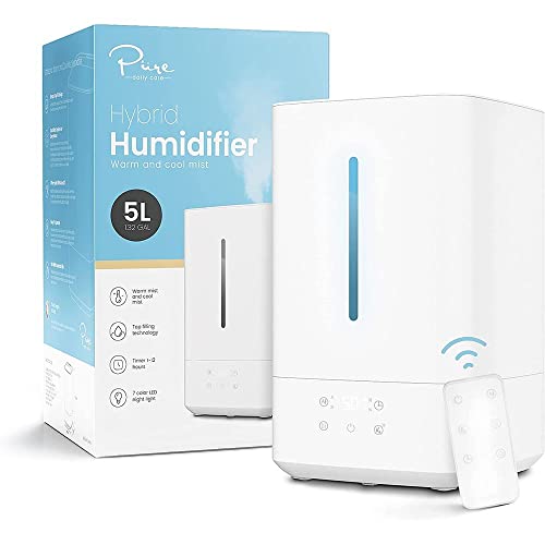 Ultrasonic Warm and Cool Mist Humidifier - Whisper Quiet, 5L Top Fill Vaporizer for Baby and Childrens Bedroom, Large Rooms -Essential Oil Diffuser with Auto-Off