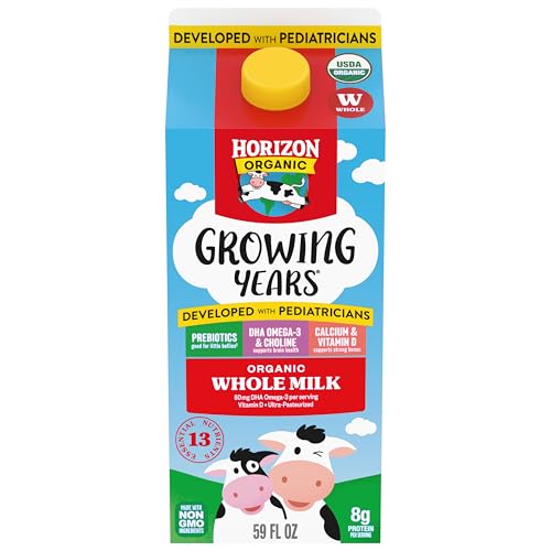 Horizon Organic Growing Years Whole Milk, High Vitamin D Organic Milk for Growing Kids with DHA...