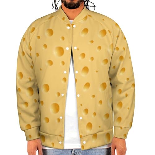 Cheese Jackets Men's Baseball Bomber Jackets Oversize Tops Slim Fit Button Bombers Jacketss Lightweight Varsity Spo