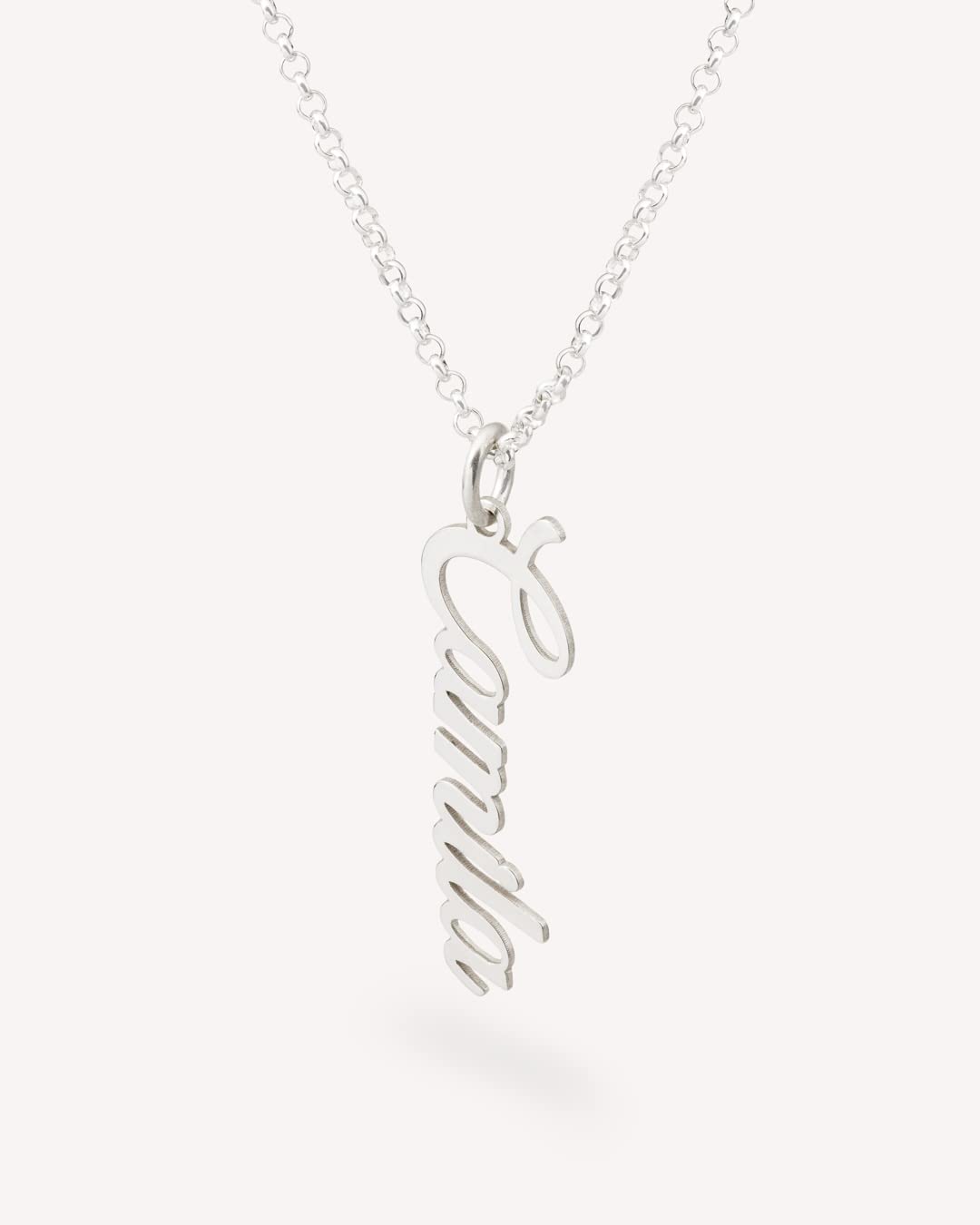 Colgante Personalizado con Nombre - Plata de Ley 925/1000 para Mujer – Collar Artesanal con Cadena Ajustable - Hecho en España (Modelo Vertical, Plata de Ley)