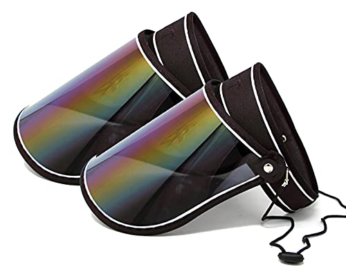 SERENITA Face Shield Protector Sun Visor Hat Cap UV Protection - Premium Adjustable Solar Headband, Black 2pack, One size