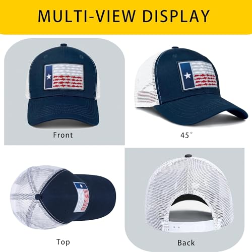 Image of Adjustable State Flag Trucker Hat Mesh Baseball Cap with Embroidered Patch for Men Women