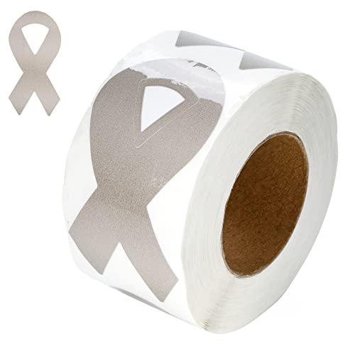 Large Gray Ribbon Stickers – Gray Ribbon Awareness Stickers for Asthma, Brain Cancer, Allergies, Aphasia, Brain Tumors, Juvenile Diabetes and Parkinson ’s Disease Awareness – Perfect for Events and Fundraisers (1 Roll- 250 Stickers)