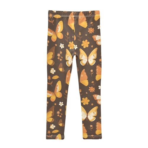 KLL Butterfly Beautiful Brown Toddler Baby Girl Cotton Pants Comfortable High Waisted Yoga Pants Sports2