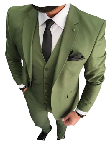 Image of 3 Pieces Business Mens Suit Notch Lapel Blazer Formal Wedding Groom Pants Tux Vest Tuxedos