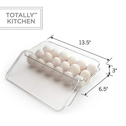 Totally Kitchen Egg Holder For Refrigerator, Fridge Organizers And Storage Clear, Bpa-Free Plastic Storage Containers With Lid & Handles, 18 Eggs Tray Bins #TOP2