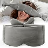 Weighted Eye Mask for Sleeping, Soft Minky Sleep Mask for Side Sleeper with Adjustable Buckle, 100% Blockout Design, Ideal for Meditation, Relaxation and Travel, Includes Storage Pouch (Gray)