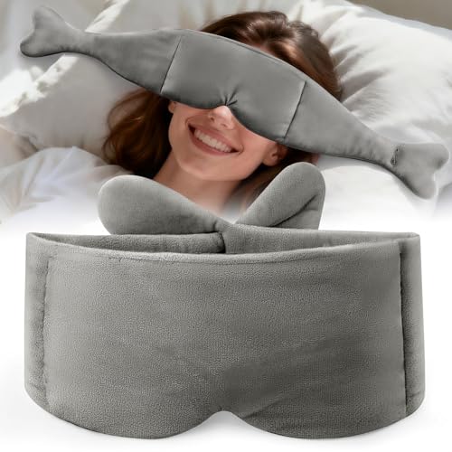 Weighted Eye Mask for Sleeping Soft Minky Sleep Mask for Side Sleeper with Adjustable Buckle 100% Blockout Design Ideal for Meditation Relaxation and Travel Includes Storage Pouch (Grey)