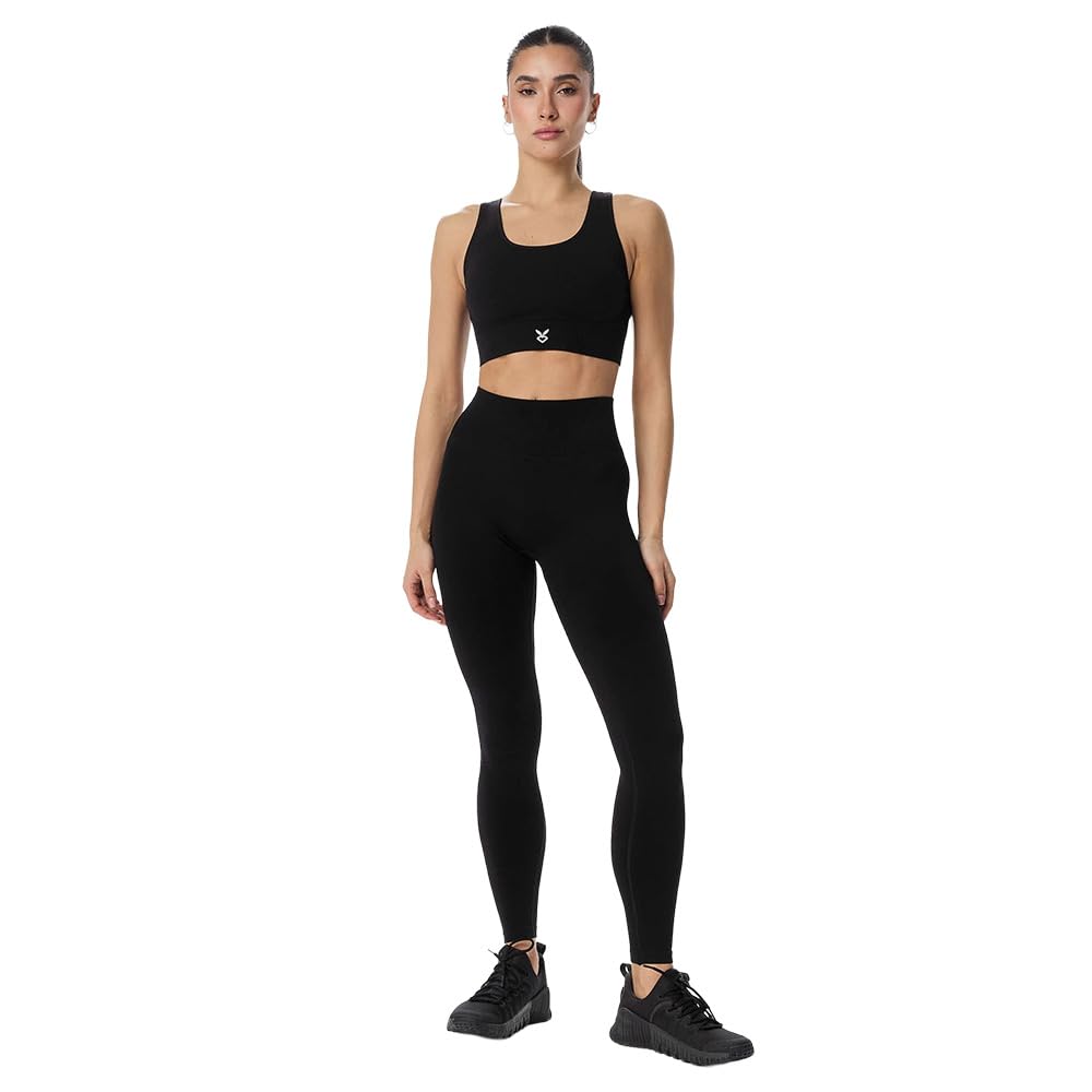 Women's Seamless Medium Support Sports Bra for Gym & Training-S Black-picture-29