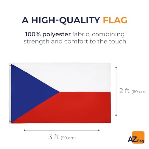 AZ FLAG, Czech Republic Flag, 2x3 Ft, Light Polyester Czech Banner with Two Brass Eyelets, Fade Resistant, Vivid Colors - Image 2