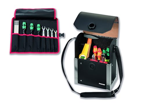 PARAT TOP LINE PARALOCK | Inkl. BASIC Roll-Up Case 8 | Leder Werkzeugtasche leer mit PARALOCK-System & 17 Fächern | Hochwertige Werkzeug Tasche für Profis & Heimwerker | Robuste Toolbox