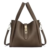 hibear Trendy Vintage Bucket Bag Women's Crossbody Bucket Bag Work Handbag Carry all Shoulder Purse with Adjustable Strap