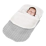 TMKMO Plus Samt Verdickung Neugeborenes Baby Schlafsäcke, Stricken weiche warme Fleece Schlafsack Sack Kinderwagen Wrap für Herbst und Winter, für 0-12 Monate Jungen und Mädchen (Grey)