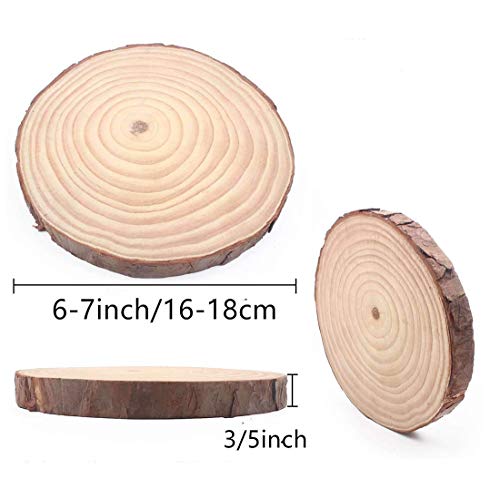 Maitaitai Natural Wood Slices 3 Pcs 6-7 Inches Diameter X 3/5" Thick Big Size Craft Wood Unfinished Wooden Circles Great For Diy Arts And Crafts Christmas Rustic Wedding Ornaments #TOP1