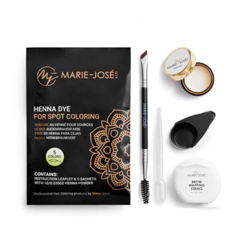Marie-José All-in-One Henna Brows Kit für Profis. Ausreichend für 25 Behandlungen - Natürlich & vegan Augenbrauen färben!