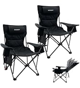WKFAMOUT 2 Pack 4-Position Reclining Camping Chair Padded with Cooler Bag for Adults, Folding Out...