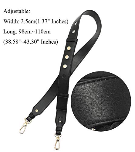 Image of Cross Body Strap Shoulder Strap Adjustable Replacement Strap PU Leather Strap for Handbags Strap Purse Bag Strap (Black)