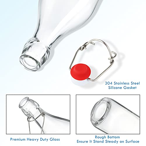 Yeboda Clear Glass Bottles With Stopper For Home Brewing Beer Kombucha Kefir & Airtight Silicone Seal 32 Oz(4 Set) #TOP3