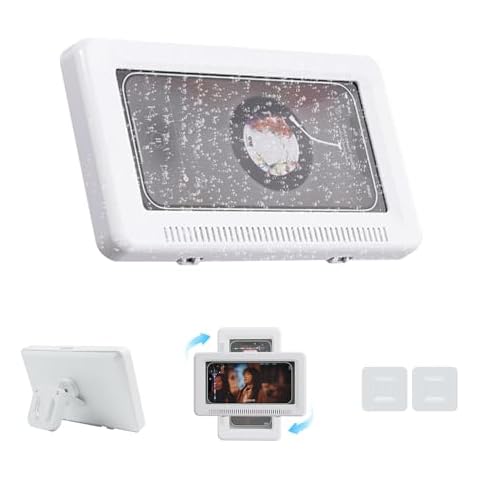 Waterproof Shower Phone Holder - Rotates and Adjustable Angle, Anti-Fog High Sensitivity Cover Mount Box for Smooth Wall Surfaces Where You Need Occasions,Compatible with 4" - 7" Cell Phones Cover