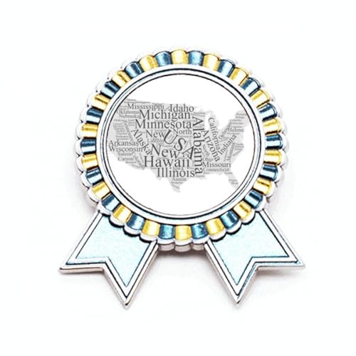 Broche carte Amérique États-Unis médaille ville en métal