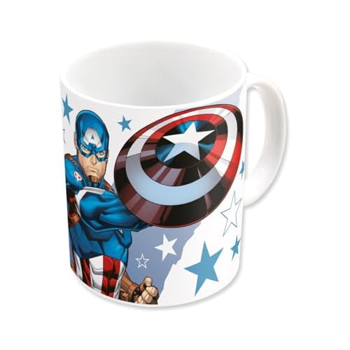 ms móvil shop Taza Cerámica CAPITÁN AMÉRICA Desayuno Capacidad 350ML - Comics - Producto Oficial | CAJA REGALO