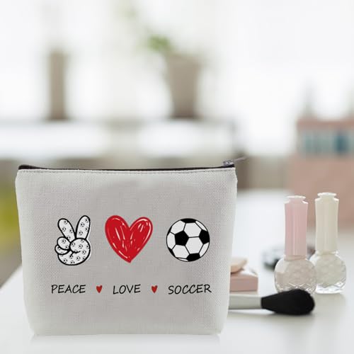 Peace Love Soccer Makeup Bag - Coach & Team Gifts for Women & Girls Soccer Fans
