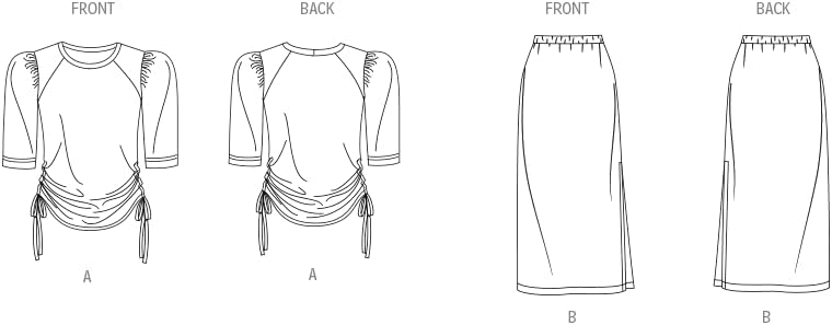 New Look UN6782A Easy to Make Misses' Pullover Crew Neck Knit Top and Midi Skirt Sewing Pattern Packet, Design Code N6782, Sizes S-M-L-XL-XXL, Multicolor