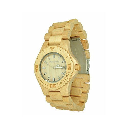 Preisvergleich Produktbild Munixwood Snow Holz Armbanduhr Ahornholz mit Datum und Uhrenbox
