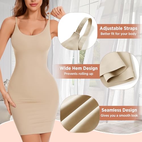 Shapewear Slip Dress for Women Under Dress Full Slip Tummy Control Dress Slips Seamless Body Shaper Cami3