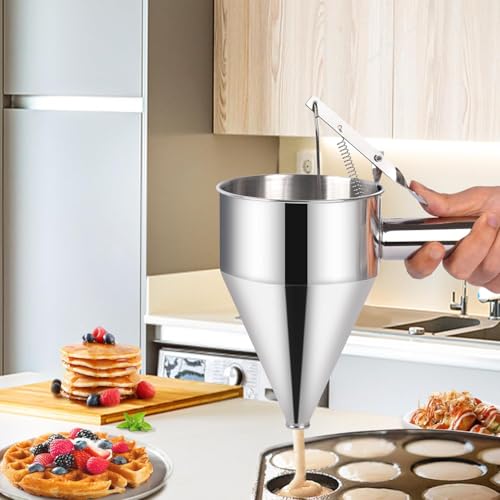 Pancake Dispenser, Sopito 40oz/1.2L Batter Dispenser for Baking with Stand Stainless Steel Funnel Multifunctional for Cooking with 4 Silicone Nozzles - Image 3