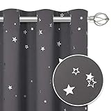 EXZELLENTES DESIGN: Die Sterne Druckmuster auf den Vorhänge machen das Zimmer mehr modern und süß. Und kann man die Blickdichte Vorhänge mit 8 Metallösen (Innendurchmesser: 4 cm) einfach an Gardinenstange aufhängen und schieben.