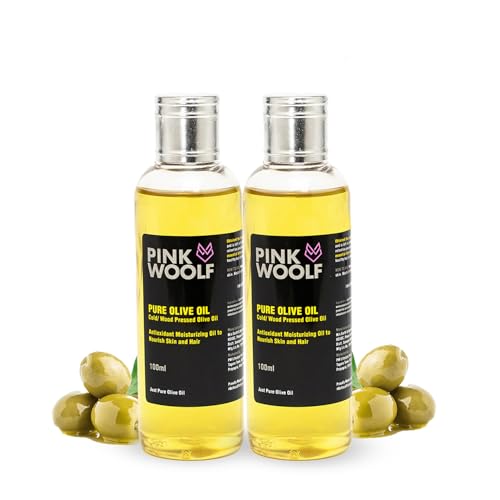 Image of Pink Woolf Olive Oil for Hair & Skin | Pure Cold-Pressed | Nourishes & Hydrates | 2 Bottle Pack