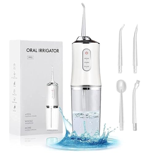 Image of Water Flosser with 3 Modes 4 Jets IPX7 | Cordless Waterproof Rechargeable Oral Irrigation Cleaner with 230ml Detachable Water Tank for Teeth Cleaning (Multicolor) (ORAL IRRIGATOR-A9, Standed)