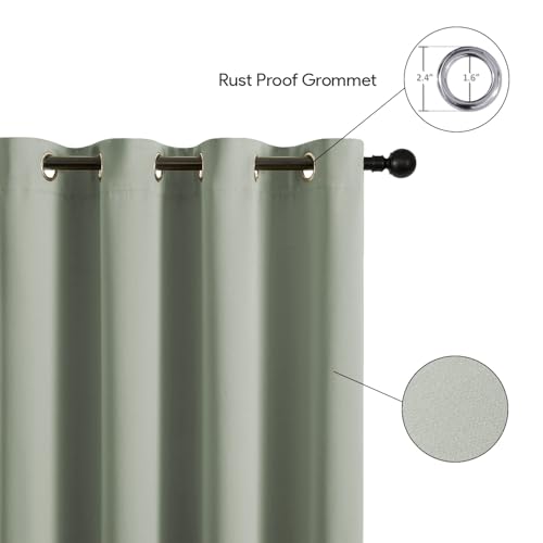 Image of LINENWALAS 100% True Blackout Curtains for Window (6 Feet) - Set of 2 | Matte Finish Complete Light Block | Thermal Insulated & Noise Reducing Room Darkening Curtains | UV Protection (Sage Green)