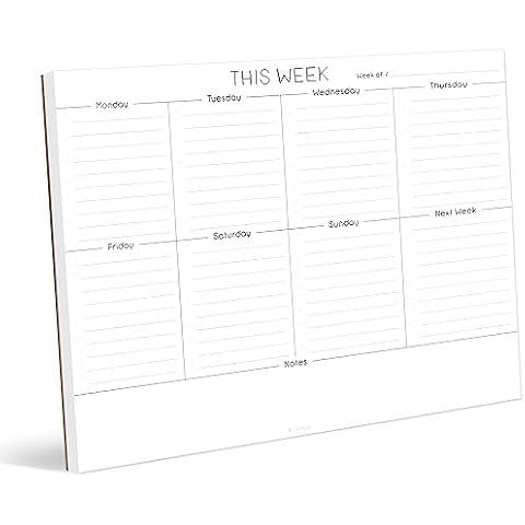 Evercio Weekly Planner Notepad 11” x 8,5” | Undated Daily To Do List Pad | Weekly Productivity Habbit Tracker Academic Planner Goal Tracker Organizer/w Notes Section | Full Year - 52 Tear Off Sheets Cover