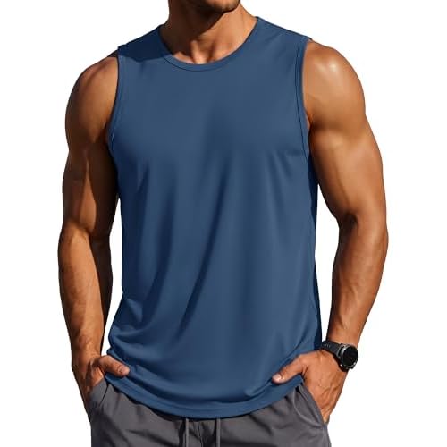 MAGCOMSEN Men's Tank Tops Sleeveless Workout Muscle Shirts Dry Fit Athletic Gym Tee Shirts for Summer Swimming