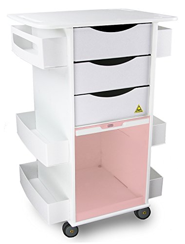 TrippNT 51728RED High Density Polyethylene/ABS/PETG MRI Core DX Lab Cart with Red Sliding Door, 23" W x 33" H x 19" D, White