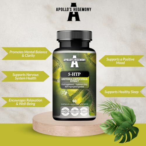 5-HTP 150 mg pro Kapsel - 60 vegane Kapseln - 2 Monatsvorrat - Griffonia simplicifolia Seed Extract - Verbessert die Stimmung und das Wohlbefinden - Nahrungsergänzungsmittel von Apollo's Hegemony – Bild 4