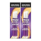 John Frieda Frizz Ease Extra Strength Hair Serum, Instantly Smooths for Healthy, Hydrated, Frizz-Free Hair, for Thick and Coarse Hair, with Argan + Coconut Oil for Heat Protection, 1.69 Oz, Pack of 2