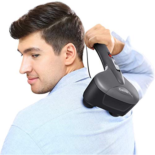 Preisvergleich Produktbild Naipo Handmassagegerät Elektrisches Doppelkopf Perkussion Massagegerät mit Wärmefunktion, 3 Paare austauschbare Knoten für Rücken, Nacken, Schultern, Beine und Fuß, Körperschmerzen Tiefentlastung