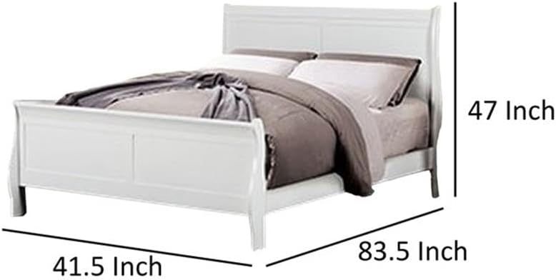Pemberly Row Twin Size Bed, Sleigh Design Panel Headboard, Solid Wood Frame, White Finish, Elegant Bracket Feet, Transitional Bedroom Furniture for Kids, Guest Rooms, Space-Saving Footprint