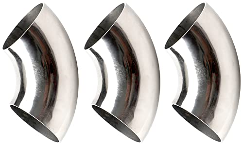 Osidu 3 Inch 90° Mandrel Bend Elbow, Ss304 Stainless Steel Bend Tube 90 Degree Exhaust Elbow Pipe - Thickness 16Ga/.065" For Car Modified Exhaust System, Stair Handrail (3 Pcs) #TOP29