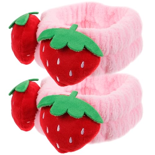 Diademas de fresa accesorio de tela elástica para mujer y niñas pack de 2 bandas